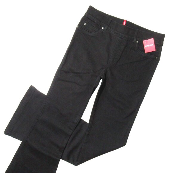 NWT SPANX 20326R Flare in Clean Black Pull-on Stretch Jeans M x 34 - Picture 2 of 6